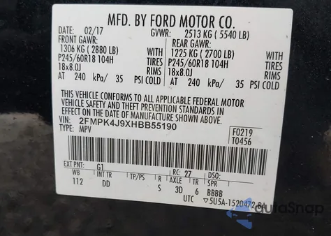 2017 Ford Edge Sel из США, поврежденный, VIN 2FMPK4J9XHBB55190